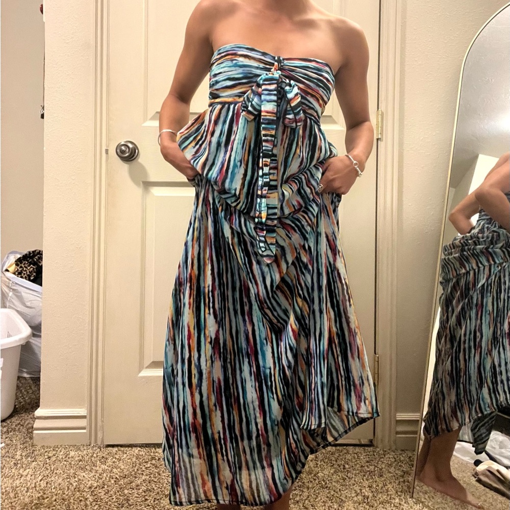 Xhilaration Strapless Multicolor Maxi Dress